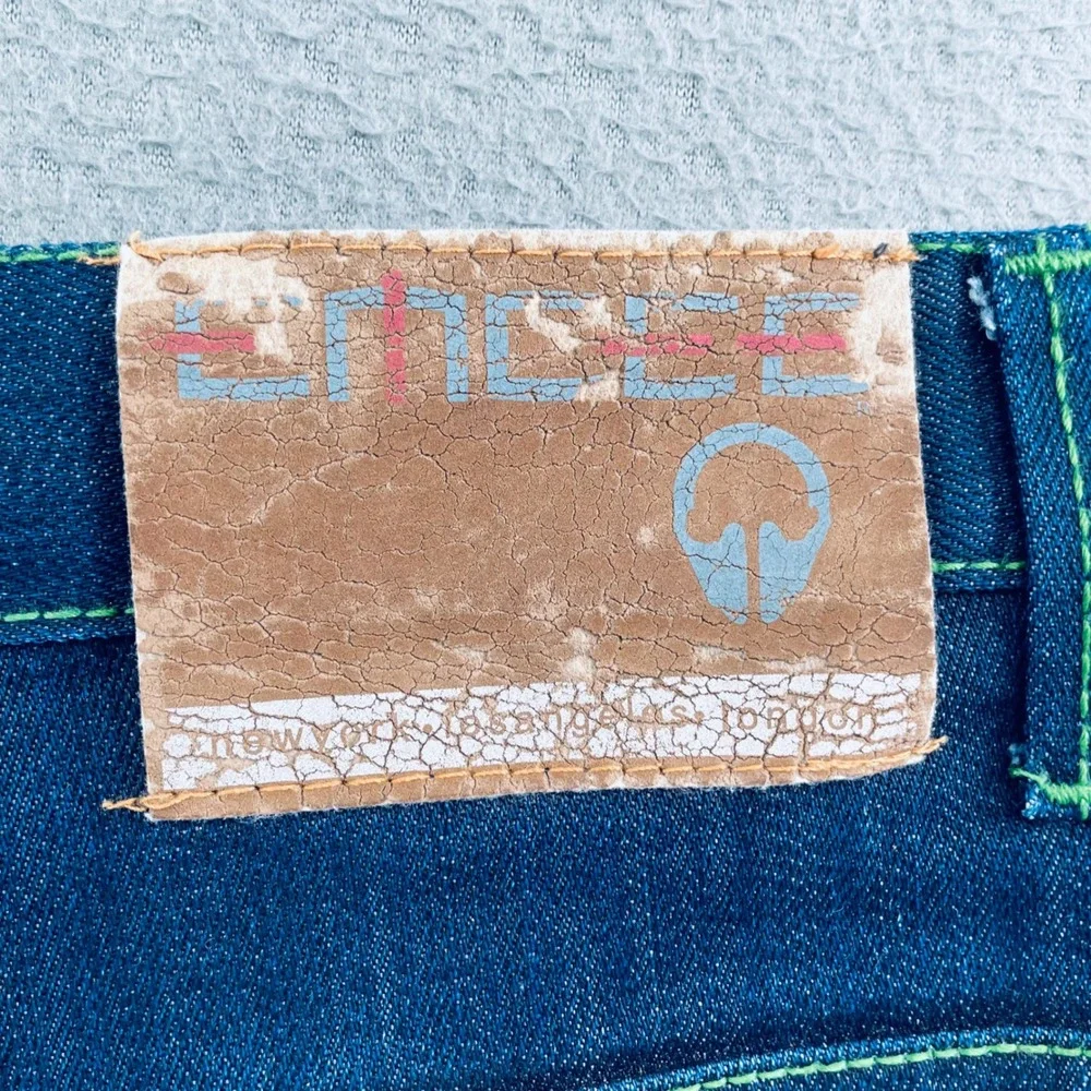 EMCEE Denim Jorts Men 44 Baggy Y2K Multicolor Embroidered Pocket Hip Hop